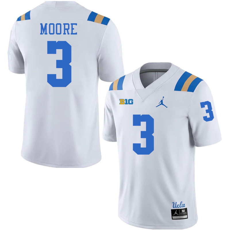 UCLA Bruins #3 Dante Moore Big 10 Conference College Football Jerseys Stitched Sale-White